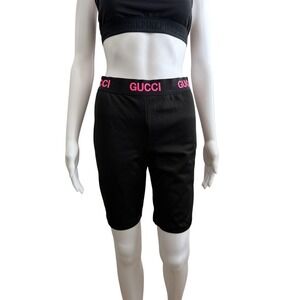 Gucci Technical Black Pink Jersey Biker Shorts Size Medium